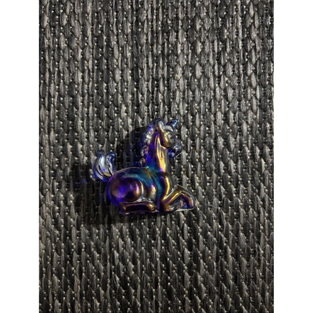 Vintage Boyd Little Glass Lucky The Unicorn Cobalt Carnival Collectible